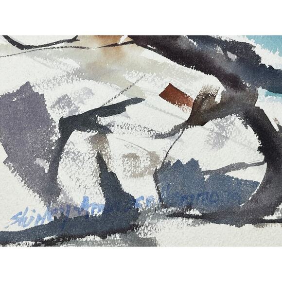 Beautiful Vintage Water Color Painting art. Cliffs,Water, Woods. Nature. signed - Picture 5 of 9